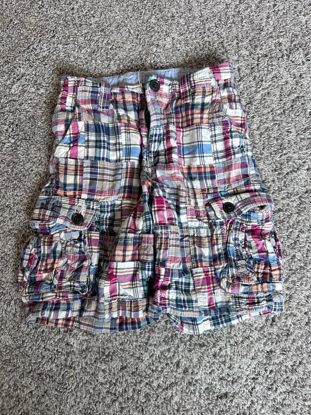 GAP Kids Boys Size 7 Regular Patchwork Plaid Cargo Shorts